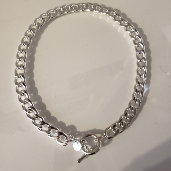 Dyadema Italian Silver Choker Chain Heavy Link Hoop Closer NWOT - Picture 2 of 11